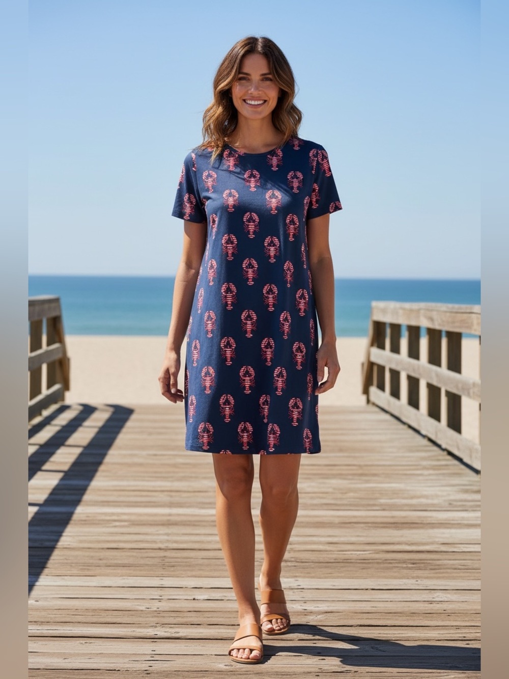 Sailor Sailor Marina Dress Coastal Lobster East Coast Florida Sz L Boat Preppy